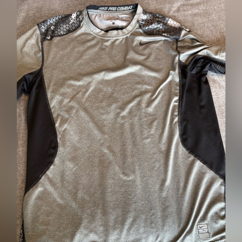 Nike Pro Combat‎ Black Camo Athletic Dri Fit T-shirt Large
